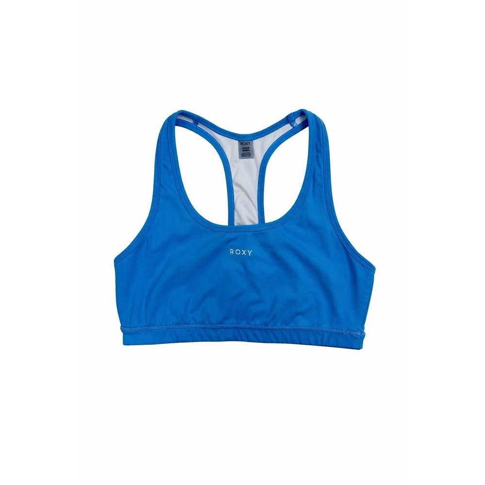 Roxy Sports Bra Womens Medium Blue Racerback Floral Detail Surf Style